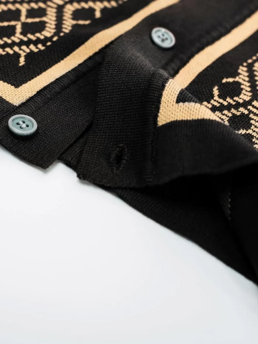 Men's Black Short Sleeve 70s Vintage Polo Contrast Knit Retro Top Casual Shirt - Picture 4 of 6